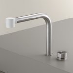 CEA Neutra Bateria kuchenna podokienna 2-otworowa z obrotową i wyciąganą wylewką Satin Stainless Steel NEU55S