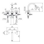 CEA Ziqq Bateria bidetowa 3-otworowa z regulowaną wylewką Satin Stainless Steel ZIQ73S