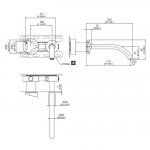 CEA Ziqq Bateria umywalkowa ścienna z wylewką 22 cm element zewnętrzny Satin Stainless Steel ZIQ59S