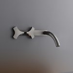 CEA Ziqq Bateria umywalkowa ścienna z wylewką 12,5 cm element zewnętrzny Satin Stainless Steel ZIQ01S