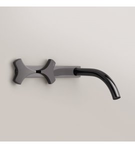 CEA Ziqq Bateria umywalkowa ścienna z wylewką 17 cm element zewnętrzny Black Diamond Satin ZIQ02KDS