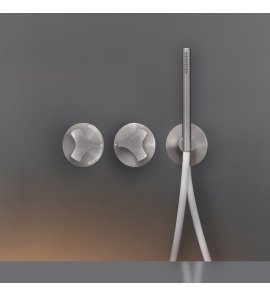 CEA Ziqq Bateria wannowa/prysznicowa ścienna termostatyczna z przełącznikiem 2/3-drożnym, słuchawką i wężem element zewnętrzny Satin Stainless Steel ZIQ71WS