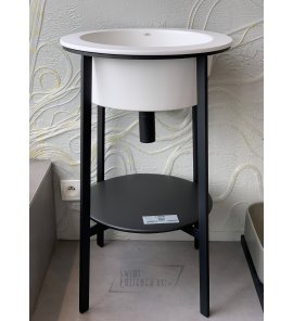 Cielo Catino Tondo Umywalka Ø50 biały mat + stelaż czarny mat + półka lavagna CALATTL+CASTTNM+CAPITLV