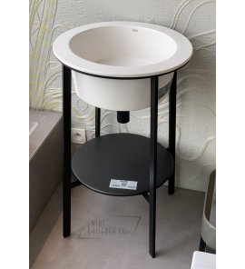  Cielo Catino Tondo Umywalka z korkiem Ø 50 cm Biała na stelażu z półką CALATTL CASTTNM CAPITLV PIL01TL