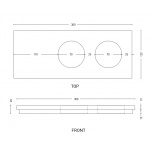 Cielo Półka z dwoma wgłębnieniami okrągłymi 12x30cm, kwadratowa Biały ACMP5