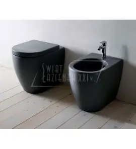ZESTAW Cielo Smile Miska WC Stojąca 35x53 cm z deską wolnoopadającą SLIM+Bidet stojący 35x53 cm z otworem na baterię basalto SMVASBA+CPVSMFBA+SMBIDBA