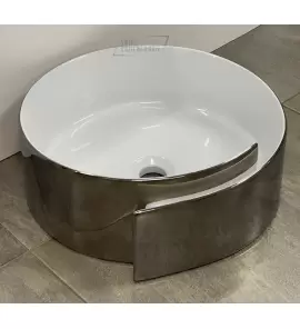 Flaminia Roll Umywalka stawiana na blat Ø 44 cm Biały/platyna RL44LPLA