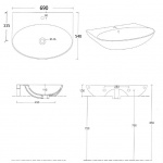 Esedra Flat 4 Umywalka Stawiana na Blat/Ścienna 69x54 cm grafite MBLVF4