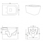 Esedra Quadra WC Wiszący NO-RIM 54x36 cm magnesio MGWCSQDR