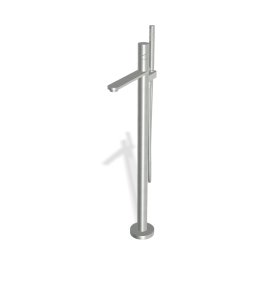 Firma Carlo Frattini Slide Bateria wannowa wolnostojąca podtynkowa ze słuchawką i wężem element zewnętrzny inox F5804/6INOX