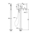 Firma Carlo Frattini Slide Bateria wannowa wolnostojąca podtynkowa ze słuchawką i wężem element zewnętrzny inox F5804/6INOX