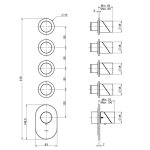 Firma Carlo Frattini Slide Bateria prysznicowa/wannowa termostatyczna podtynkowa z 4 zaworami odcinającymi element zewnętrzny inox F5823X4INOX