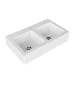 Flaminia Acquafood Zlew kuchenny podwójny stawiany na blat 100x60 biały połysk 5051AF