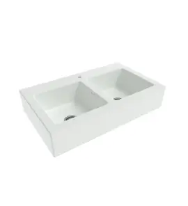 Flaminia Acquafood Zlew kuchenny podwójny stawiany na blat 100x60 latte matt 5051AFLAT