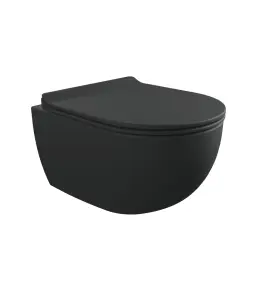 Flaminia App Miska bezrantowa 48,5x36 z deską wolnoopadającą slim carbone matt AP119GCAR+QKCW09CAR