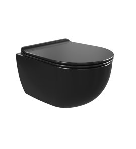 Flaminia App Miska bezrantowa 48,5x36 z deską wolnoopadającą slim czarny połysk AP119GNER+QKCW09NER