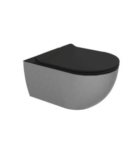 Flaminia App Miska bezrantowa 54x36 z deską wolnoopadającą silver black matt AP118GSCP+QKCW09NER