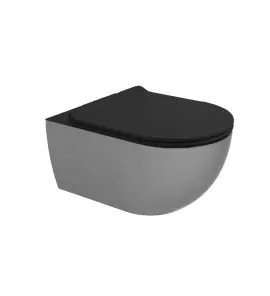 Flaminia App Miska bezrantowa 54x36 z deską wolnoopadającą silver black matt AP118GSCP+QKCW09NER