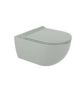 Flaminia App Miska bezrantowa 54x36 z funkcją bidetu i deską wolnoopadającą slim verde giada glossy AP118GEVG+QKCW09VG
