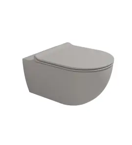 Flaminia App Miska bezrantowa 54x36 z funkcją bidetu i deską wolnoopadającą slim cenere matt AP118GECEN+QKCW09CEN