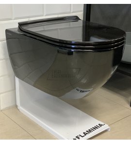 Flaminia App Wc wiszący bez kołnierza 54x36 cm z deską wolnoopadającą Nero Czarny połysk AP118GNER QKCW09NER 