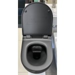       Flaminia App Wc wiszący bez kołnierza 54x36 cm z deską wolnoopadającą Carbon Czarny mat AP118GCAR+QKCW09CAR W MAGAZYNIE!!