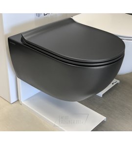       Flaminia App Wc wiszący bez kołnierza 54x36 cm z deską wolnoopadającą Carbon Czarny mat AP118GCAR+QKCW09CAR W MAGAZYNIE!!