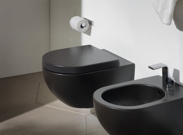 Flaminia App miska wisząca 54x36 + deska wolnoopadająca Czarny połysk AP118NER + QKCW03NER