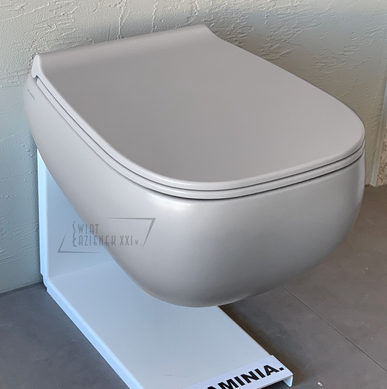 Flaminia Fluo Miska WC wisząca bezrantowa z deską wolnoopadającą Cenere FU118GCEN+FUCW05CEN WYPRZEDAŻ EKSPOZYCJI!!