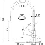 Franke Eos Neo Bateria kuchenna jednouchwytowa z wyciąganą wylewką czarna stal szlachetna 115.0613.671