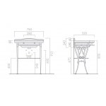 Galassia ETHOS Stelaż podumywalkowy stojący z półką i relingiem 75 cm postarzane Aluminium 8462