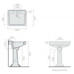 Galassia ETHOS Umywalka ścienna jednootworowa 60x51 cm Biały 8416M