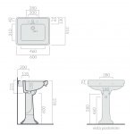Galassia ETHOS Umywalka ścienna 3-otworowa 60x51 cm Biały 8417