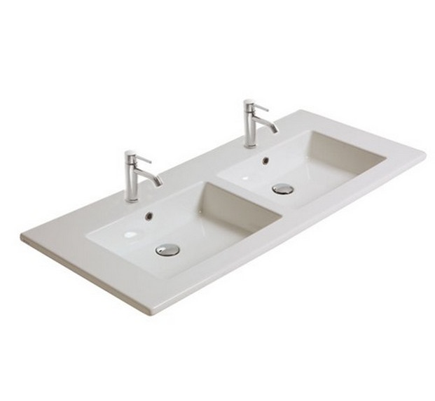 Galassia Meg 11 Umywalka podwójna ścienna/wpuszczana w blat 121x51 cm biała 2044
