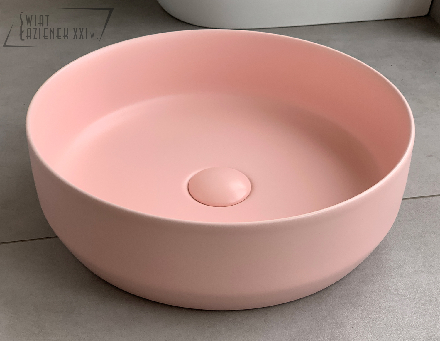Galatea Design Bulat Umywalka stawiana na blat ∅39 cm z korkiem klik-klak Pink Matt/Różowy mat GD112DTMP W MAGAZYNIE!!