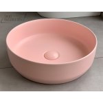   Galatea Design Bulat Umywalka stawiana na blat ∅39 cm z korkiem klik-klak Pink Matt/Różowy mat GD112DTMP W MAGAZYNIE!!