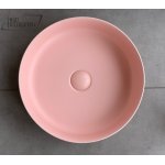   Galatea Design Bulat Umywalka stawiana na blat ∅39 cm z korkiem klik-klak Pink Matt/Różowy mat GD112DTMP W MAGAZYNIE!!