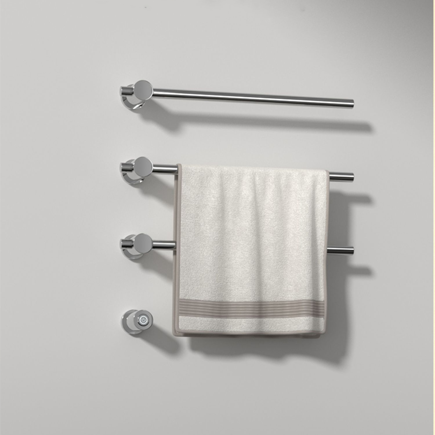 Galatea Design Balance Grzejnik elektryczny do ręczników 49 cm 3 elementowy z przyciskiem zasilania chrom GDD1A01CHR W MAGAZYNIE!!