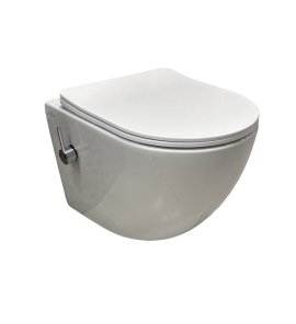   Galatea Design Bulat Miska bezrantowa 49x37 z funkcją bidetki z deską wolnoopadającą biały połysk GDG112GW W MAGAZYNIE!!