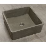 Galatea Design Berlian Umywalka betonowa stawiana na blat 38x38 cm grey matt/szary mat GDMC001DG WYPRZEDAŻ EKSPOZYCJI