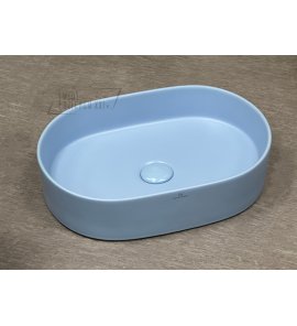  Galatea Design Bujur Umywalka stawiana na blat 50x34 cm z korkiem klik-klak Sky Blue matt/Jasny niebieski mat GDM5034TML