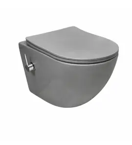 Galatea Design Bulat Miska bezrantowa 49x37 z funkcją bidetki z deską wolnoopadającą szary mat GDG112GM