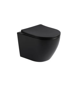   Galatea Design Bulat Miska WC z deską wolnoopadającą wisząca 49x37x37 cm Black matt/Czarny mat GDB2342MB W MAGAZYNIE!!