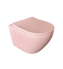   Galatea Design Bulat Miska WC z deską wolnoopadającą wisząca 49x37 cm Pink matt/Różowy mat GDB2342MP WYPRZEDAŻ MODELU !!!
