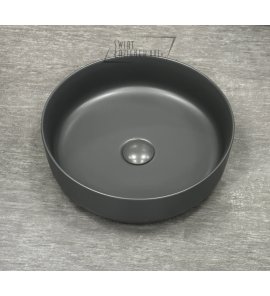 Galatea Design Bulat Umywalka stawiana na blat ∅39 cm z korkiem klik-klak Dark Grey matt/Ciemny szary mat GD112DTMDH W MAGAZYNIE!!
