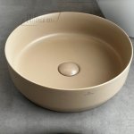      Galatea Design Bulat Umywalka stawiana na blat ∅39 cm z korkiem klik-klak Cappuccino matt/Beżowy mat GD112DTMC
