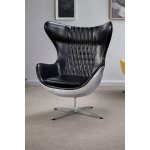 Galatea Design Monarch Fotel obrotowy aluminium chrom/skóra bydlęca czarna GDY8801CRSB