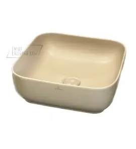   Galatea Design Empat Umywalka stawiana na blat 38,5x38,5 cm z korkiem klik-klak Cappuccino matt/Beżowy GD78110TMC WYPRZEDAŻ KOLORU!!