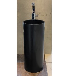 Galatea Design Kecil Umywalka wolnostojąca Solid Surface ∅35 cm z korkiem klik klak czarny mat GD1389MB