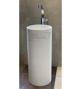       Galatea Design Kecil Umywalka wolnostojąca Solid Surface ∅35 cm z korkiem klik klak biały mat GD1389MW 